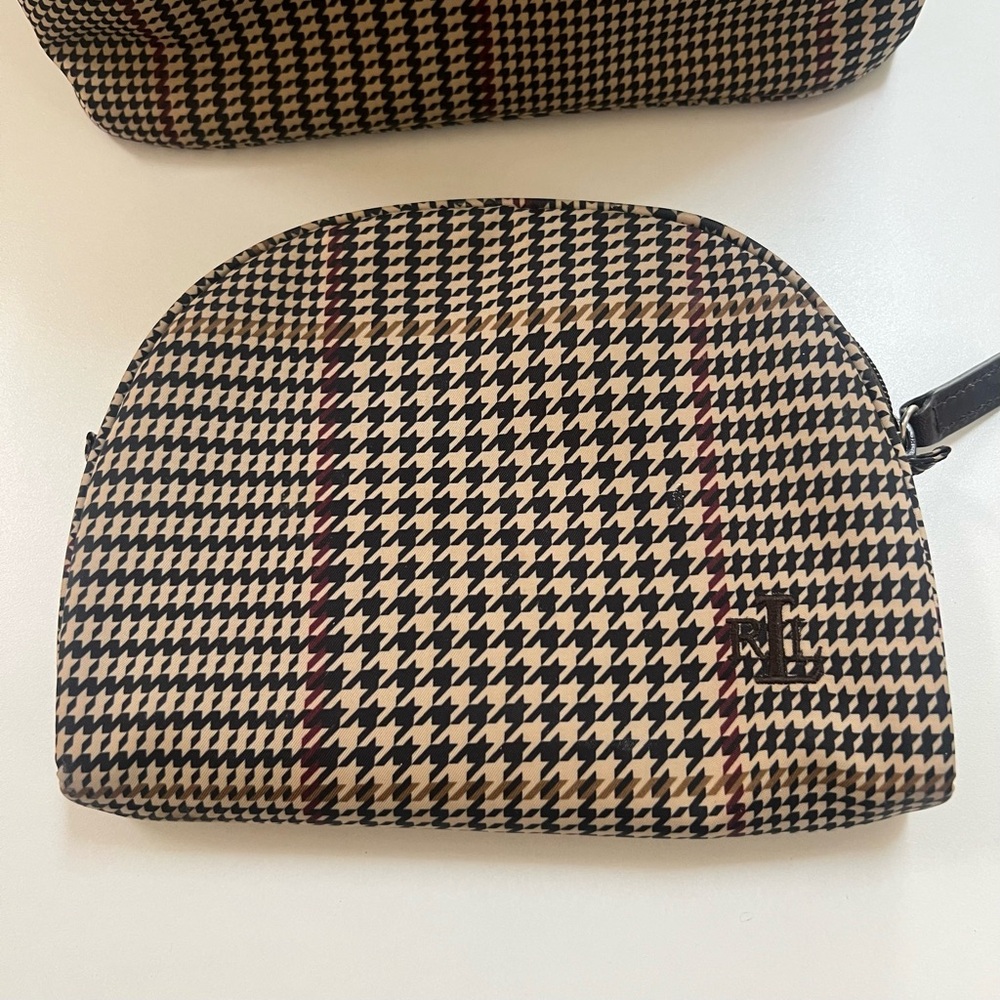 Lauren Ralph Lauren Houndstooth Cosmetic Bag - Black and Tan